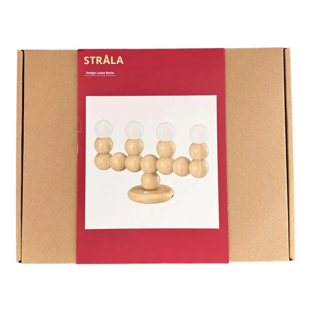 IKEA STRALA LED Wood Battery Operated Candelabra
